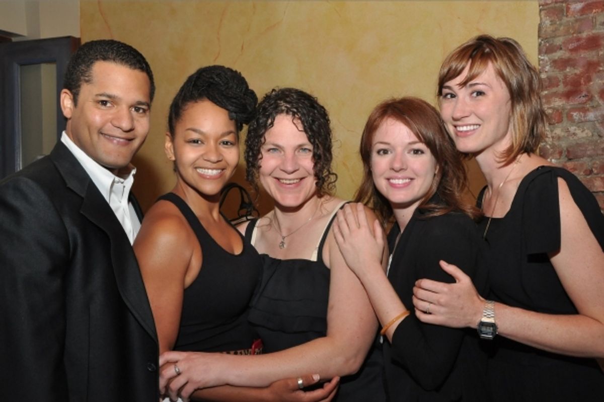 Brandon J. Dirden, Crystal A. Dickinson, playwright Lucy Thurber, Aubrey Dollar and Jessica Love at 